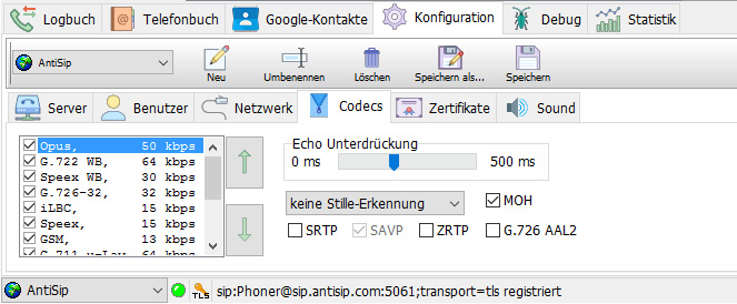 Codecs-Ansicht